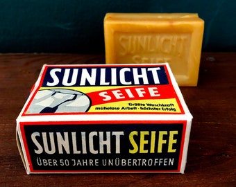 Blechpostkarte SUNLIGHT SOAP Retro-Motiv – 10x14 Cm, Randgeprägt, Mit Papierrückseite Zum Beschriften