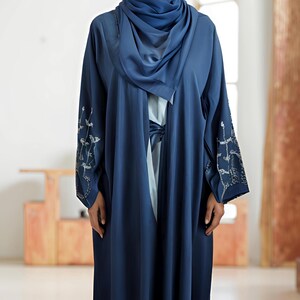 Modest Fashion Abaya Dubai, Kimono, Abaya, Abaya Dress, Abaya for Women, Dark Gray  Abaya, Eid Abaya| Inner, Headscarf and Belt included.