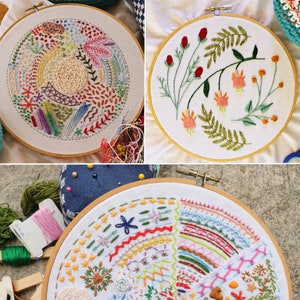 SUPER VALUE Bundle – Noemi Salome Design Downloadable PDF Embroidery Patterns: Samplers #1 and #2 plus Wildflower Embroidery Pattern