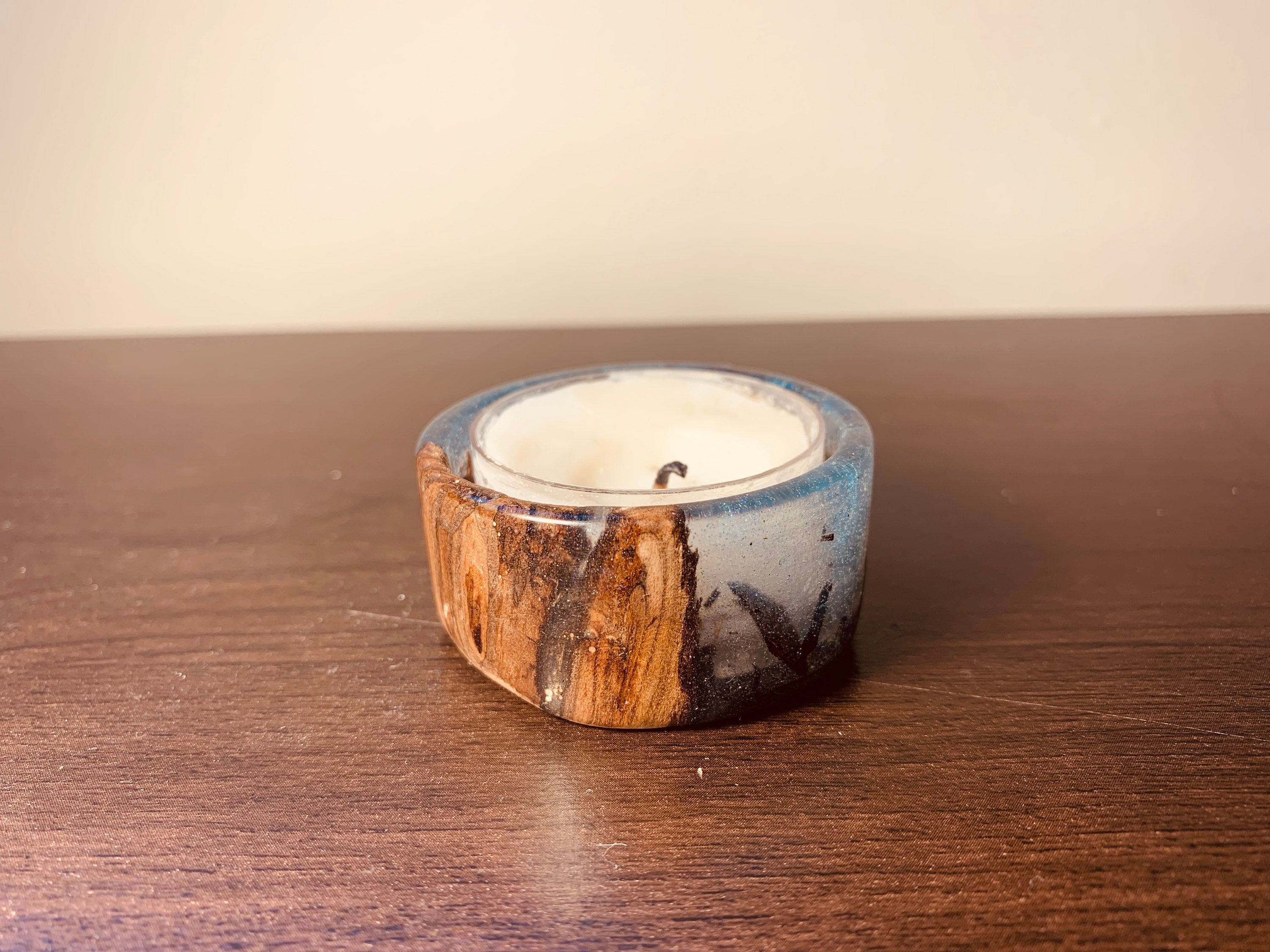 Epoxy and Wood candle holder Etsy
