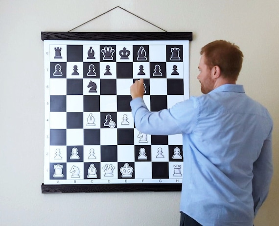 Large Vertical Chessboard for Wall With Magnetic Moveable Pieces