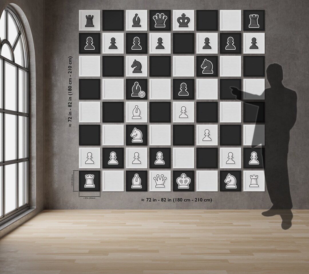 Large Vertical Chessboard With Moveable Chess Pieces. Based on