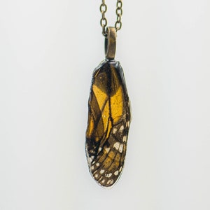 Monarch Butterfly Wing Pendant Necklace