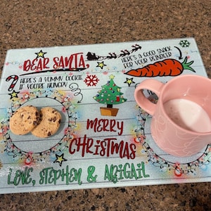 Dear Santa Personalized Cookie Tray | Santa Cookie Plate | Glass Cutting Board | Cutting Boards | Cutting Board Personalized