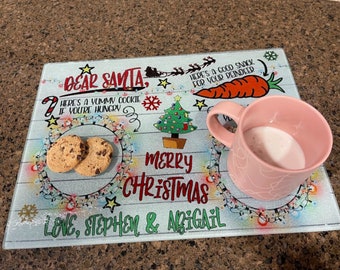 Dear Santa Personalized Cookie Tray | Santa Cookie Plate | Glass Cutting Board | Cutting Boards | Cutting Board Personalized