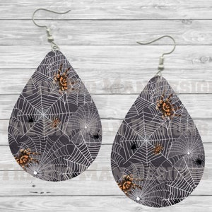 Halloween Spider Web Teardrop Earrings / Teardrop Dangle Earrings / Jewelry