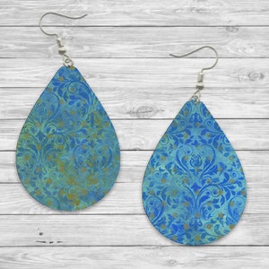 Vintage blue and rusty colored Teardrop Earrings / Teardrop Dangle Earrings / Jewelry