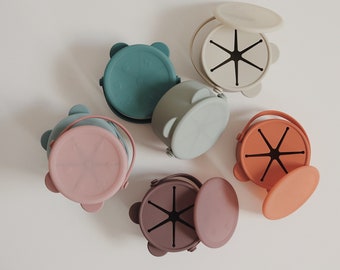 Kubek silikonowy na przekąski Bear, kubek podróżny dla niemowląt, kubek na przekąski, kubek na przekąski, pojemnik na przekąski, niezbędnik dla dziecka