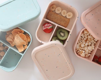 Baby / Kleinkind / Kinder Entwöhnung Sortiment, Silikon Lunchbox, zusammenklappbare Lunchbox, spülmaschinen- und mikrowellenfest, umweltfreundlich, plastikfrei, Bento