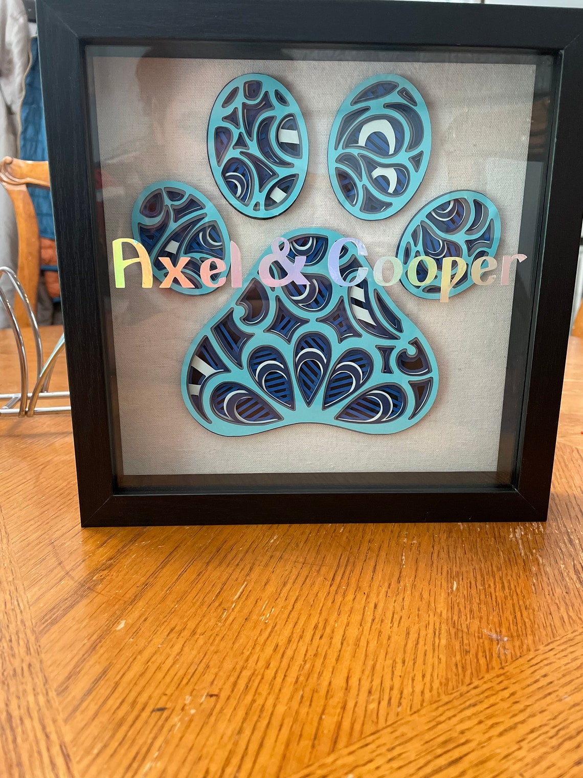 Custom made paw print shadow box Etsy