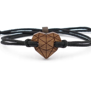 Eco Bracelet ''Geometric Heart'' walnut wood | customizable | custom engraving | sustainable and vegan