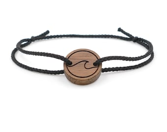 Feines Eco Armband ''Welle'' Walnussholz | Surfer | nachhaltig und vegan