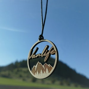 Mirror pendant "Vanlife" made of wood | Maple wood | Camper mirror decoration | vegan and natural