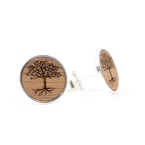 Silver/Walnut Earrings "Tree of Life" | Wooden earrings | Tree of Life | Natural Earrings | 925 sterling