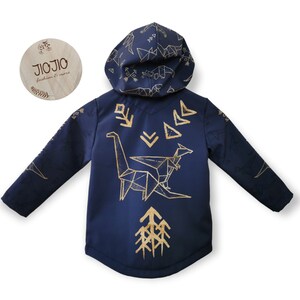 Softshell jacket dinosaur dark blue unisex size 86 - 164