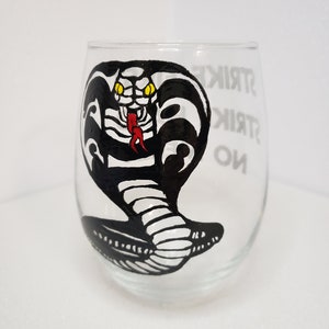 Cobra Kai Snake Hand Painted Wine Glass