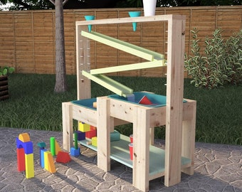 Mesa de juegos de arena y agua de bricolaje para planos de niños [Planos de mesas de agua, planos de mesas sensoriales, mesa sensorial al aire libre, juegos de agua, mesa de juegos de agua]