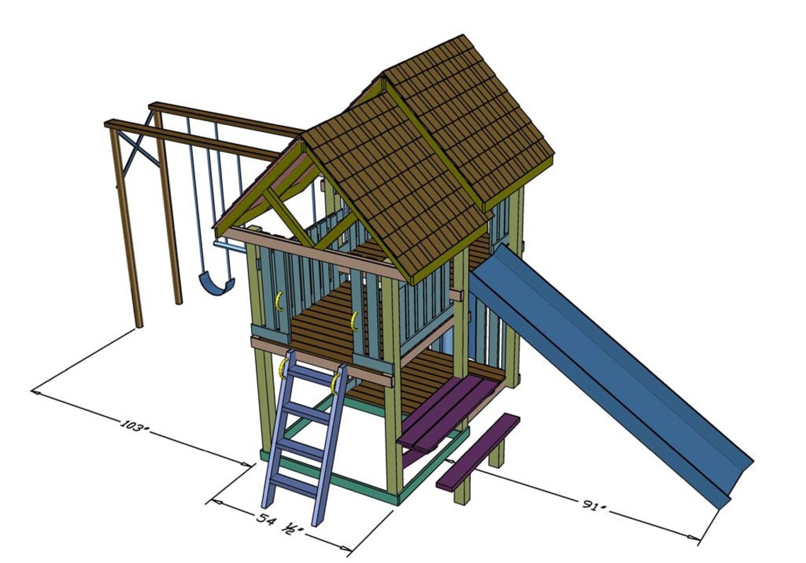DIY Backyard Playground Plans playhouse Plans Swing Set Etsy UK