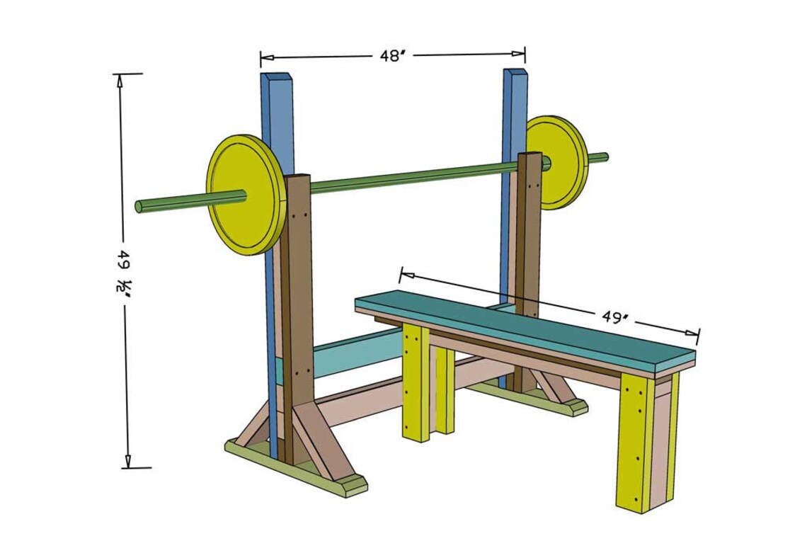 DIY Workout Bench Press Plan Homemade Weight Bench Wooden Etsy