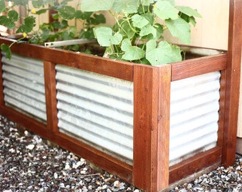 DIY Planter Container with Corrugated Steel Plans [Metal Planter Box, Galvanized Planter, Wood, Tin, Metal Roofing Planter, Garden Box]