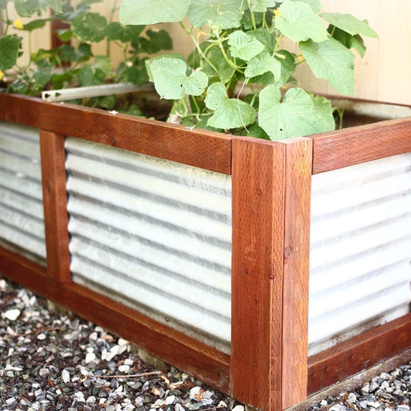 DIY Planter Container with Corrugated Steel Plans [Metal Planter Box, Galvanized Planter, Wood, Tin, Metal Roofing Planter, Garden Box]