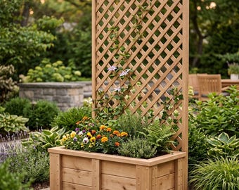 DIY Planter Box with Trellis Plans (PDF File Download Only) | Raised Garden Bed Trellis | Easy Outdoor Garden Build