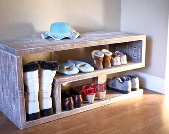 DIY Entryway Shoe Rack Bench Plans [Shoe Storage Plans, Boot Bench Plans, Wooden Shoe Organizer, Shoe Holder, Cheap Shoe Rack, Shoe Stand]