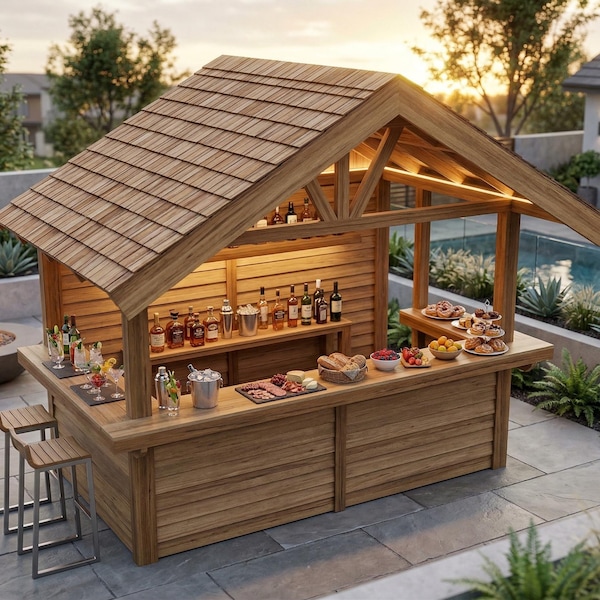 Construisez votre propre bar extérieur (fichier PDF à télécharger uniquement) | Plans de bar de jardin à faire soi-même PDF | Guide étape par étape facile