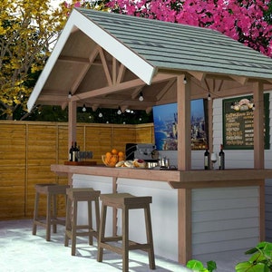 DIY Outdoor Bar Plans Backyard, Outdoor bar stool, Backyard Ideas, patio furniture, coffee bar image 2
