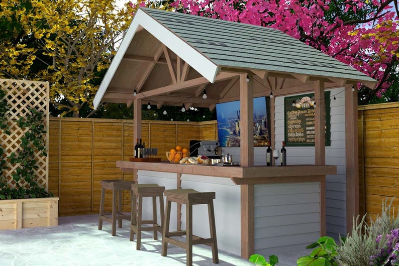 DIY Outdoor Bar Plans Backyard, Outdoor bar stool, Backyard Ideas, patio furniture, coffee bar image 2