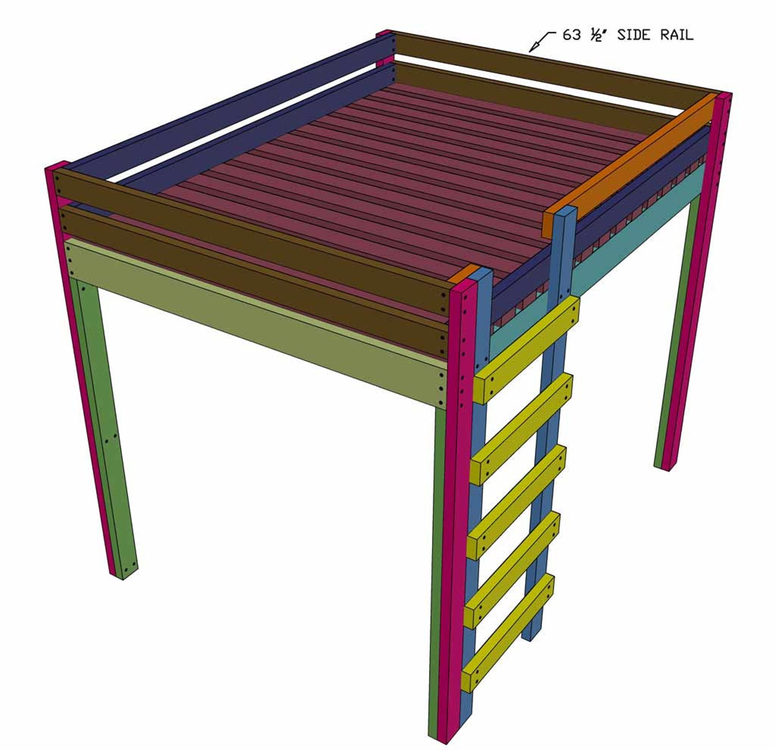 Easy DIY Queensize Loft Bed Plans for Adults bed Plans Do Etsy