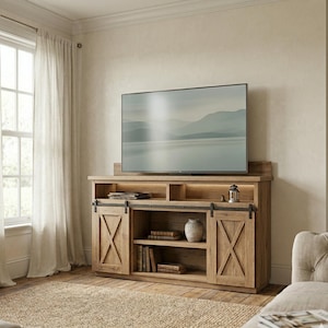 DIY Farmhouse TV Lift Cabinet Plans (PDF File Download Only) | Media Console Woodworking Plans | Hidden T.V. Cabinet | Entertainment Center