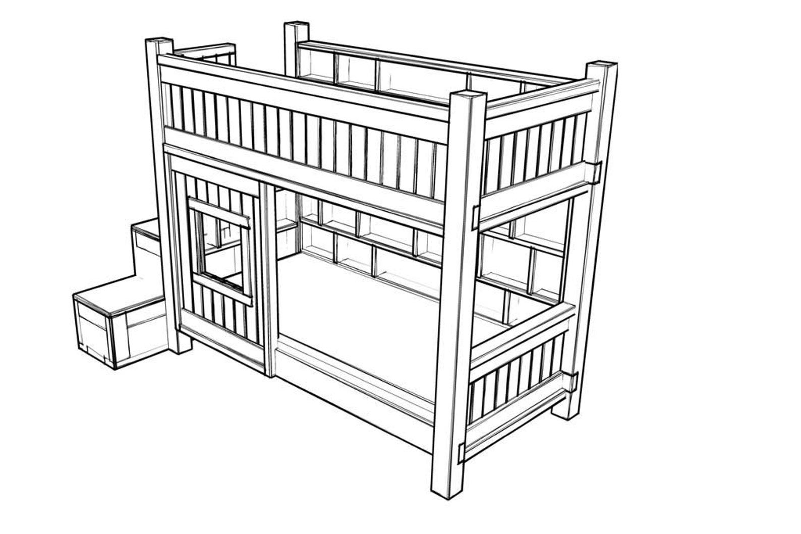 DIY Bunk Bed With Stairs Plans bed for Kids Plan Twin Bunk Etsy Canada