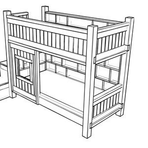 DIY Bunk Bed Plans (PDF File Download Only) | DIY Twin Bunk Bed with Stairs | Kids Bed Plans | Woodworking Plans image 5