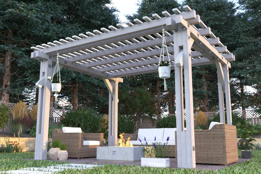 Plans de pergola de bricolage (14'x12') [Extérieur, Pergola de jardin]