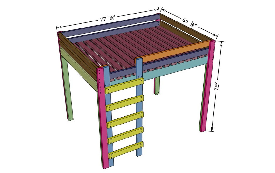 DIY Fullsize Loft Bed Plans for Adults Etsy