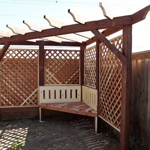 DIY Garden Arbor with a Bench Plans [Pergola plans, Garden Arbor, Pergola with Seat, Backyard Pergola, Gazebo Plans, Trellis Bench]
