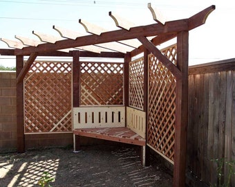 DIY Garden Arbor with a Bench Plans [Pergola plans, Garden Arbor, Pergola with Seat, Backyard Pergola, Gazebo Plans, Trellis Bench]