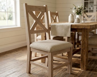 DIY Farmhouse Chair Plans (PDF File Download Only) | Step-by-Step Woodworking Plans | Dining Chair with Cushion | Printable Build Guide