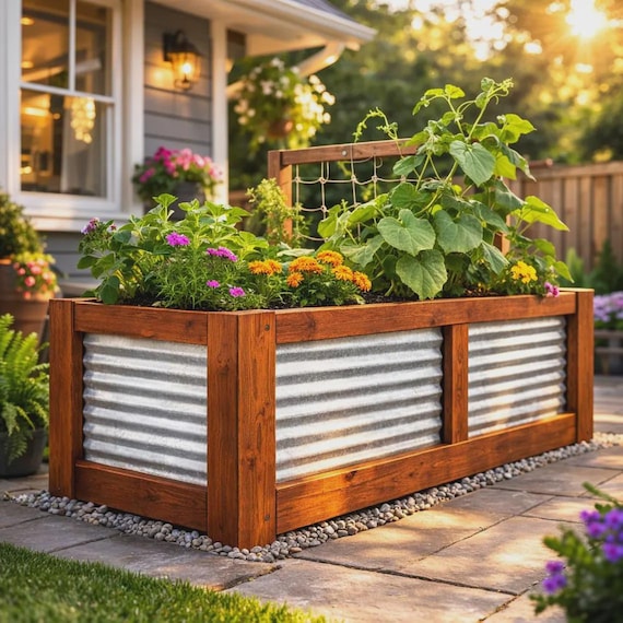 Outsunny Aiuola Rialzata, Modulabile r Senza Fondo in Acciaio Zincato