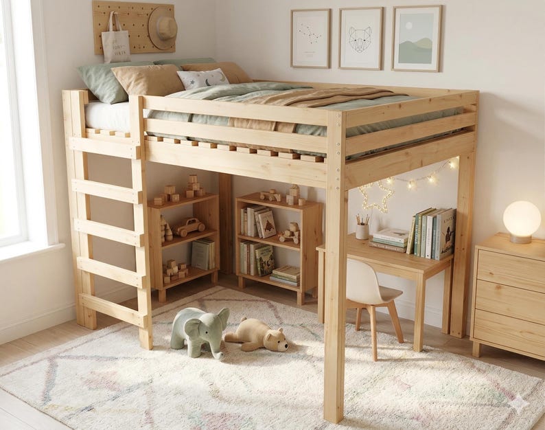 DIY Full-Size Loft Bed Plans (PDF File Download Only) | Space Saving Bed Frame | Step-by-Step Woodworking Guide image 2