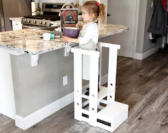 Taburete de bricolaje para niños pequeños con barandilla Plan PDF [Planos de la torre de aprendizaje, torre de bricolaje para niños pequeños, taburete para cocina para niños pequeños, taburete de cocina para niños]