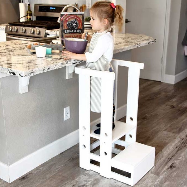 DIY Toddler Step Stool with Guard Rail PDF Plan [Learning Tower Plans, DIY Toddler Tower, Toddler Stool for Kitchen, Kids Kitchen Stool]