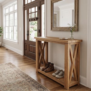 DIY Farmhouse Entryway Console Table Plans (PDF File Download Only) | Woodworking PDF Build Guide | Easy Step-by-Step Furniture Plans