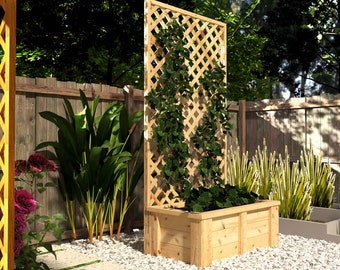 DIY Planter Box with Trellis Plans [Outdoor, Backyard, Garden Trellis Lattice, Planter Container, Raised Planter]