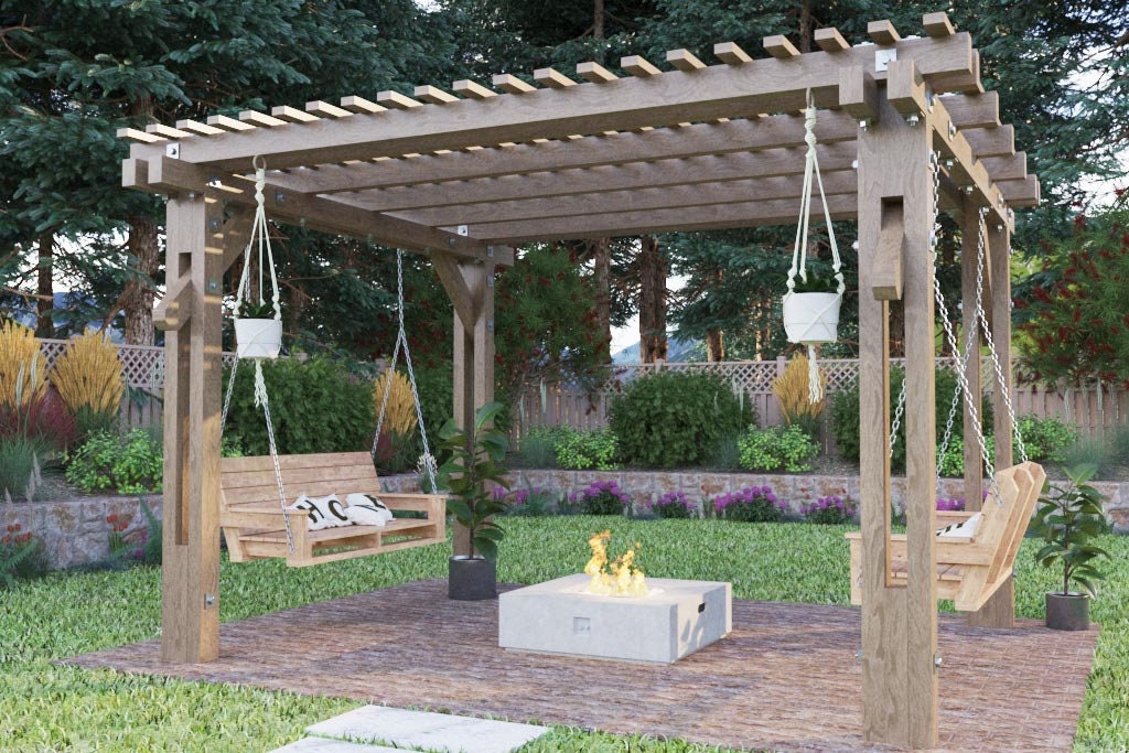 Bench swing online pergola