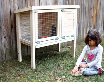 Jarulhome Rabbit Hutch Indoor Outdoor Hutches Bunny Backyard Pet Supplies Wooden House Rabbit Hutch Cage 
