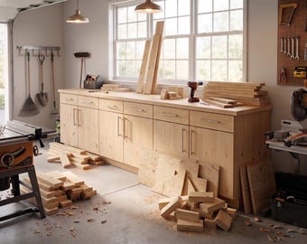 DIY Garage Base Cabinet Plans (PDF File Download Only) | DIY Frameless Cabinet with Drawers & Slab Doors | Woodworking Plans