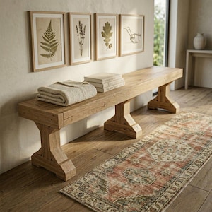 DIY Farmhouse Bench Plans (PDF File Download Only) ) | Step-by-Step Woodworking Instructions | Rustic Bench Furniture