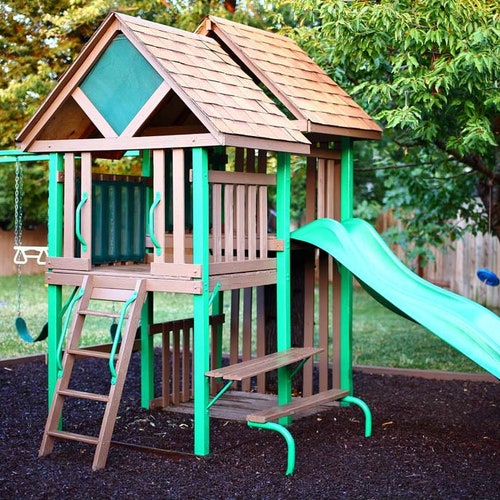 Kids Playhouse Swing Play Set backyard Adventures Etsy